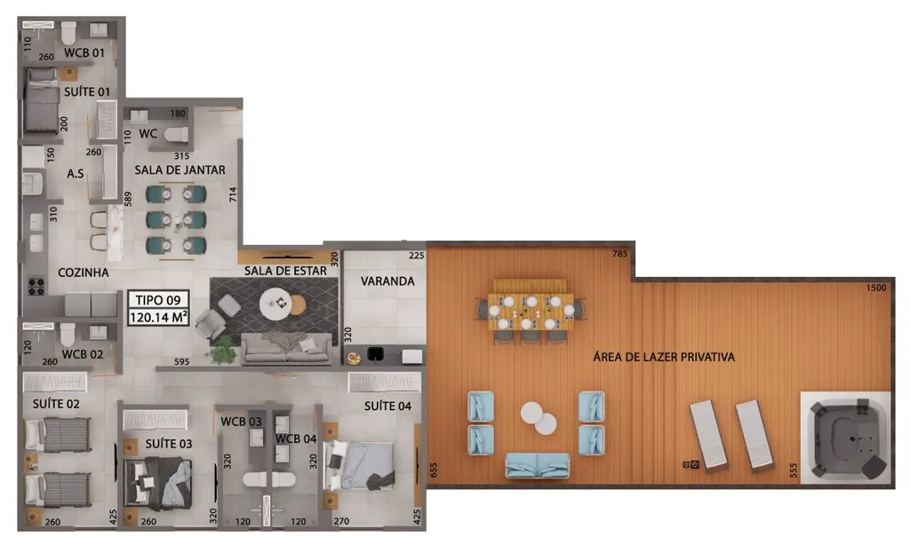 Planta baixa da cobertura linear — Gameleira Jardins